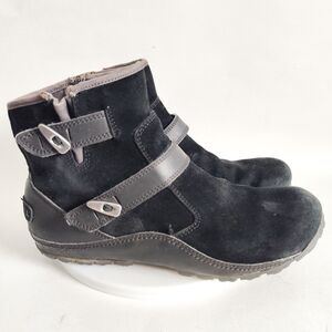 Merrell Ankle Boots Womens Size 7.5 Haven Duo Waterproof Black Suede Side Zip